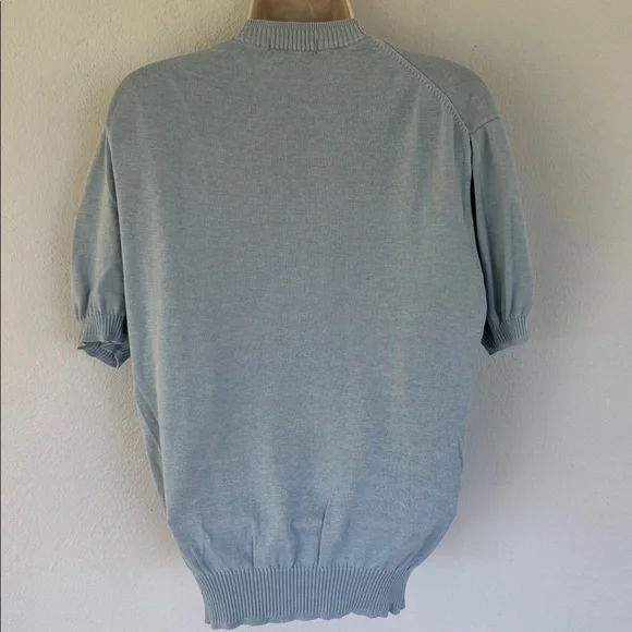 Vintage Manny’s Naples blue silk blend mock neck short sleeve sweater medium - Picture 11 of 12